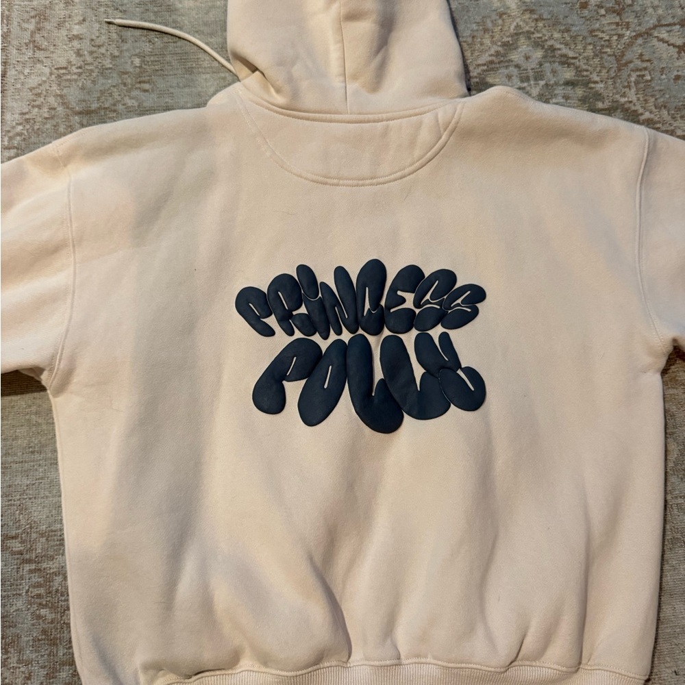 Princess Polly Beige Hoodie with Black Logo